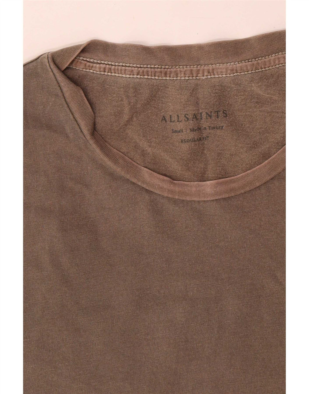 Tricou All Saints pentru bărbați, cu croiala normală, top mic, maro, bumbac