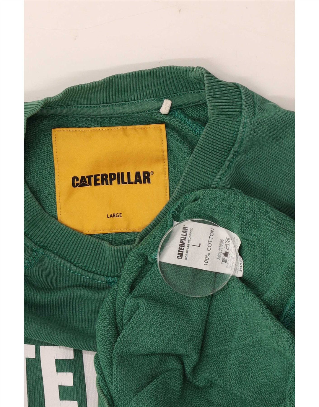 Hanorac grafic pentru bărbați Caterpillar Pulover mare din bumbac verde
