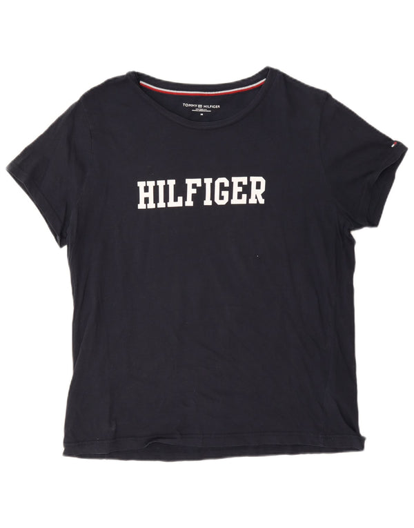 Tricou cu grafic Tommy Hilfiger pentru femei Top UK 14 Medium Bleumarin Bumbac