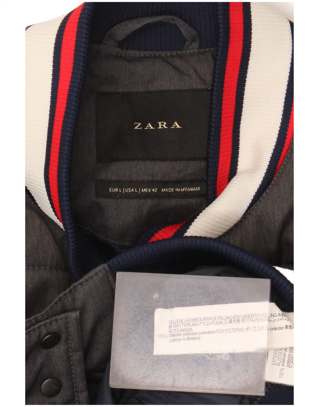 Jachetă căptușită pentru bărbați Zara UK 40 mare, gri, poliester