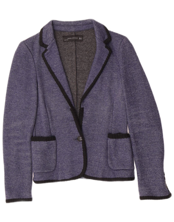 Jachetă pentru femei Zara tricot 1 buton Blazer UK 12 Medium Blue