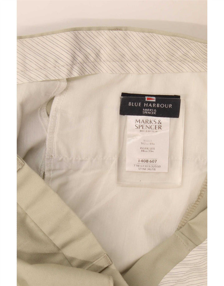 Marks & Spencer Pantaloni de costum drepți Blue Harbour pentru bărbați L40 L33 bej