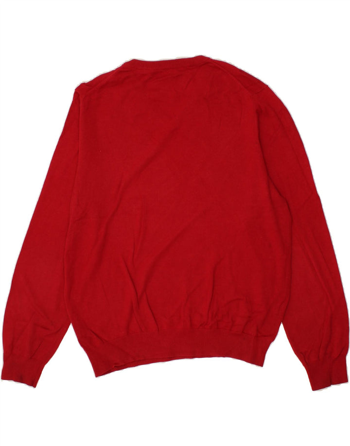 IZOD Mens V-Neck Jumper Sweater XL Red Cotton Vintage Izod and Second-Hand Izod from Messina Hembry 