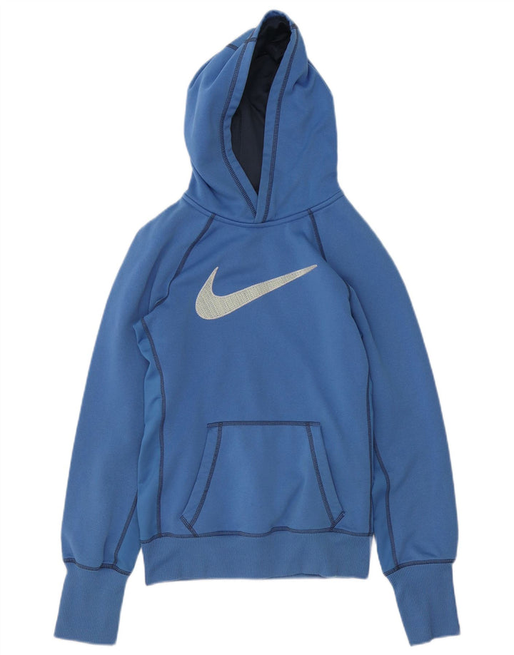 Pulover cu glugă cu grafic Nike pentru femei UK 10 Mic, albastru, poliester