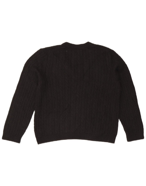 TOMMY HILFIGER Pulover cu decolteu în V pentru femei UK 14 Medium Black Nylon