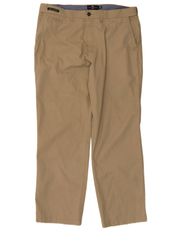 Marks & Spencer Mens Blue Harbour Straight Chino Trousers W38 L31 Beige