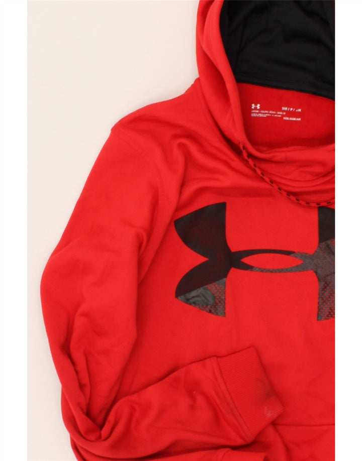 UNDER ARMOUR Mens Graphic Hoodie Jumper Small Red Polyester Vintage Under Armour and Second-Hand Under Armour from Messina Hembry 