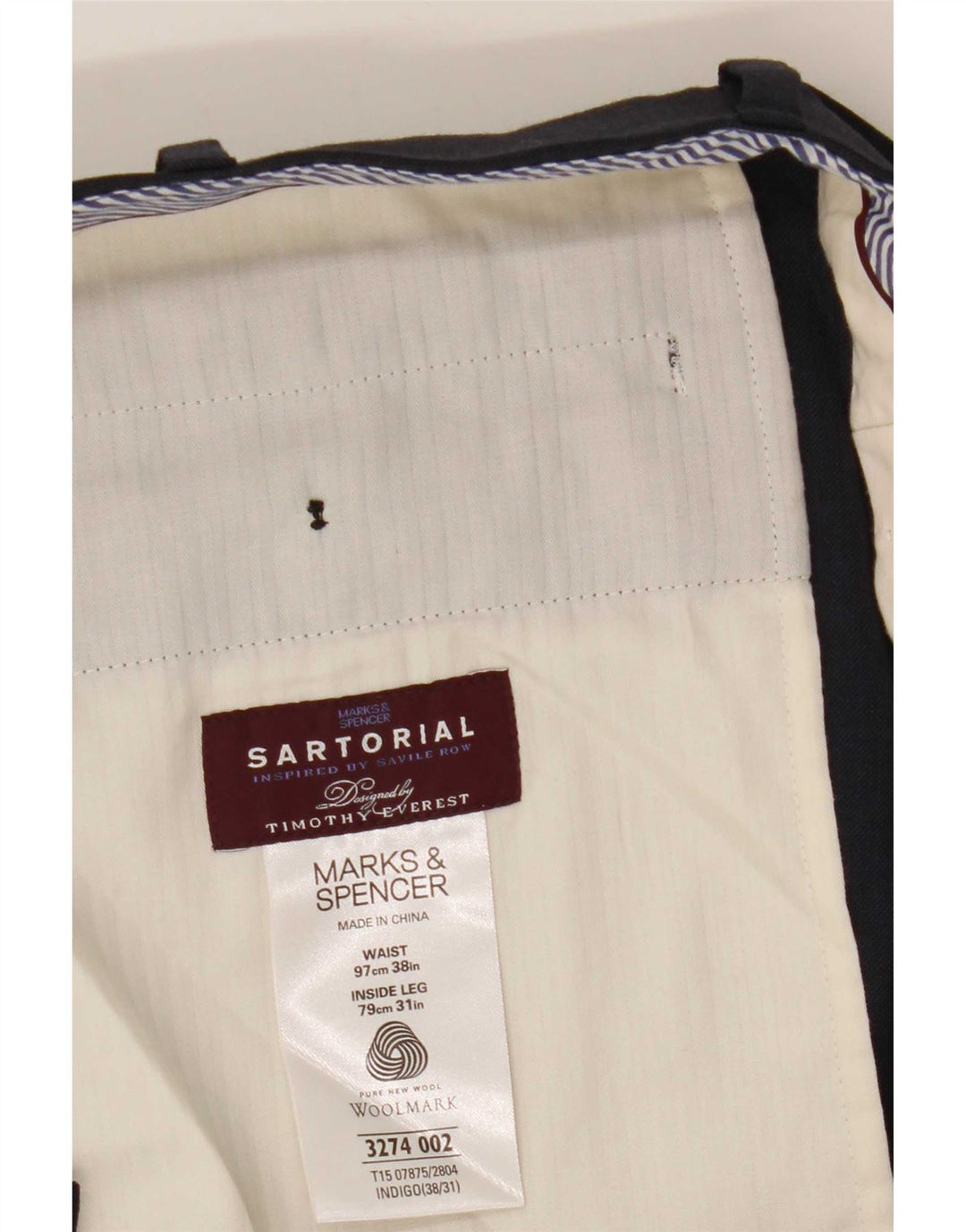 Marks & Spencer Pantaloni drepți pentru bărbați L38 L31 Lână bleumarin