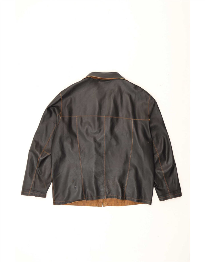 Jachetă de piele reversibilă vintage pentru bărbați EU 56 3XL maro