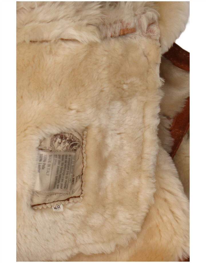 Palton din shearling vintage pentru femei, cu tăiere largi, IT 48 XL, piele maro