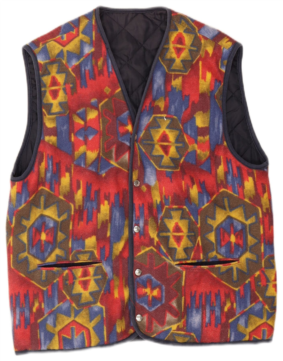 Gilet vintage pentru bărbați reversibil UK 38 Medium Red Geometric