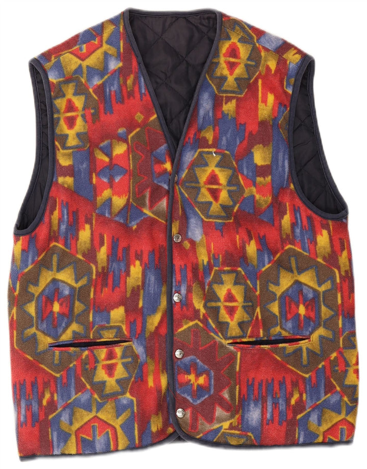 Gilet vintage pentru bărbați reversibil UK 38 Medium Red Geometric