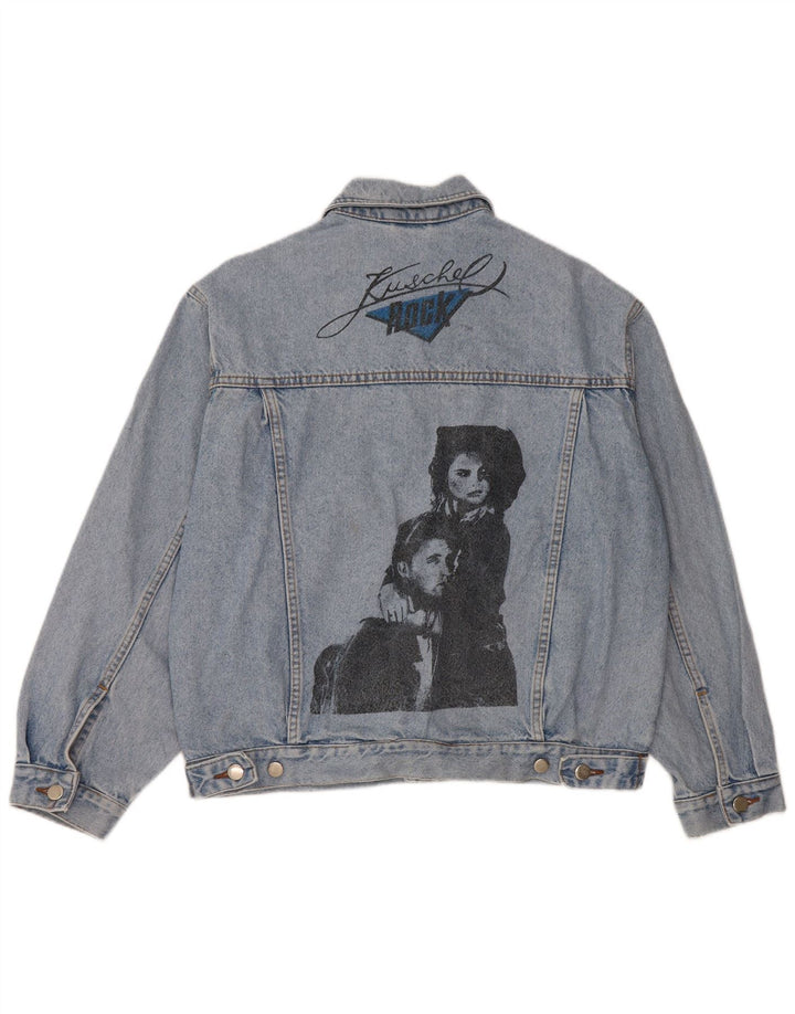 Jachetă de denim grafică pentru bărbați VINTAGE UK 36/38 Bumbac albastru mic