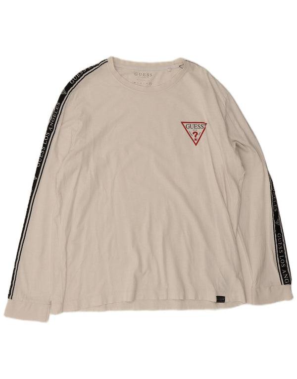 Top grafic cu mânecă lungă pentru bărbați, 2XL, bumbac colorblock alb