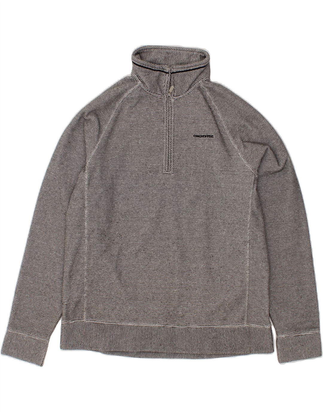 CRAGHOPPERS Mens Zip Neck Sweatshirt Jumper Large Grey Polyester Vintage CRAGHOPPERS and Second-Hand CRAGHOPPERS from Messina Hembry 