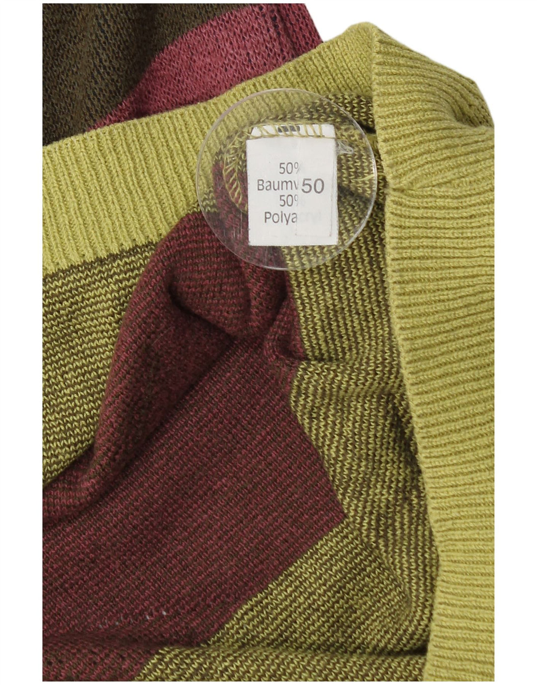 Pulover VINTAGE pentru bărbați cu gât roșu IT 50 Medium Green Geometric