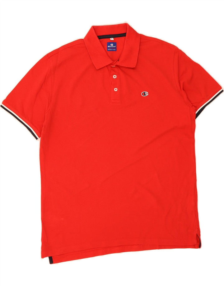 CHAMPION Mens Polo Shirt Large Red Cotton Vintage Champion and Second-Hand Champion from Messina Hembry 
