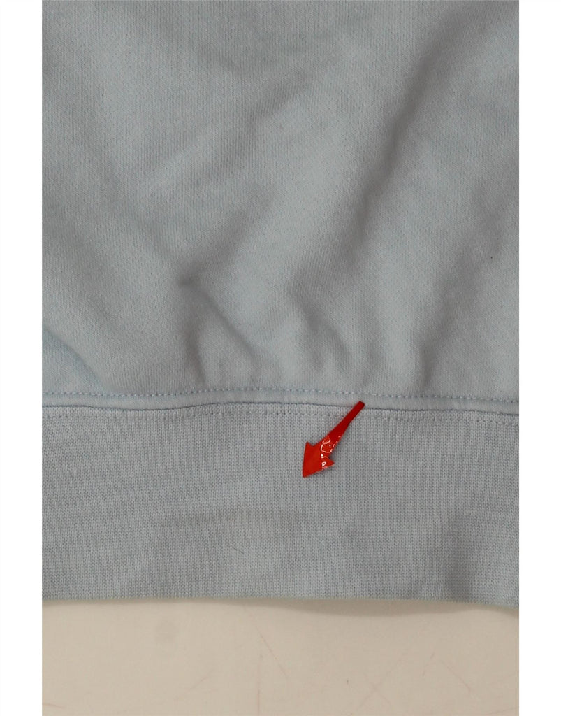 NIKE Womens Oversized Crop Sweatshirt Jumper UK 6 XS Blue Colourblock Vintage Nike and Second-Hand Nike from Messina Hembry 