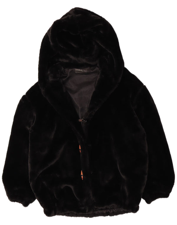 Vintage Womens Relaxed Fit Hooded Windbreaker Jacket UK 12 Medium Black