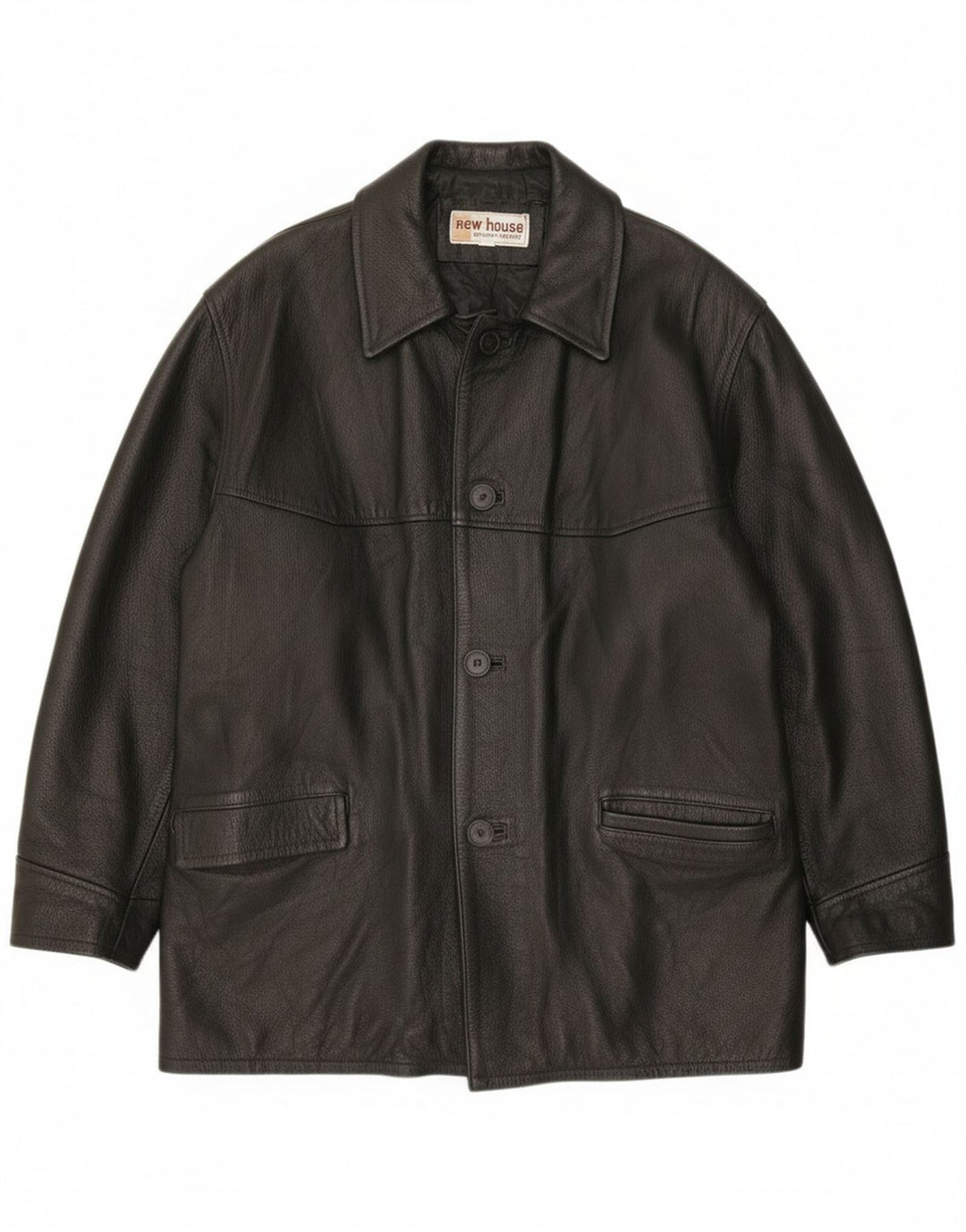 Jachetă de piele vintage pentru bărbați UK 40, mare, neagră