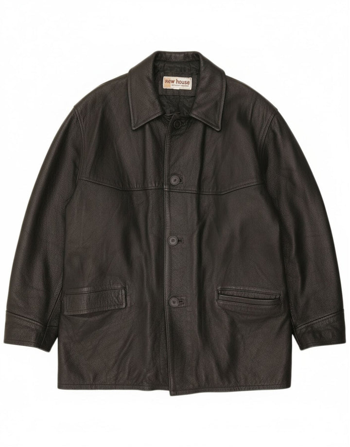 Jachetă de piele vintage pentru bărbați UK 40, mare, neagră