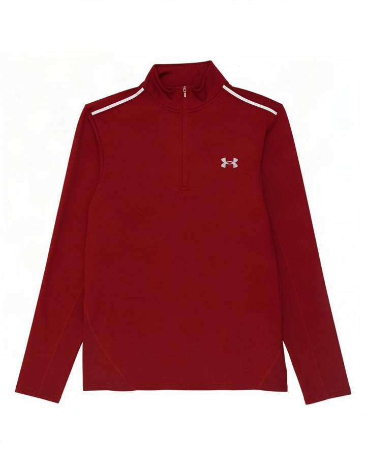 Top de trening Under Armour pentru bărbați, cu fermoar și gât, burgundă