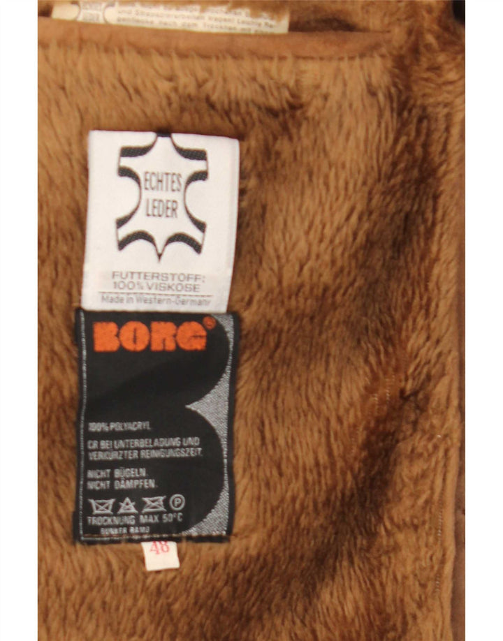 Pardesiu din shearling vintage pentru bărbați IT 48 din piele maro medie