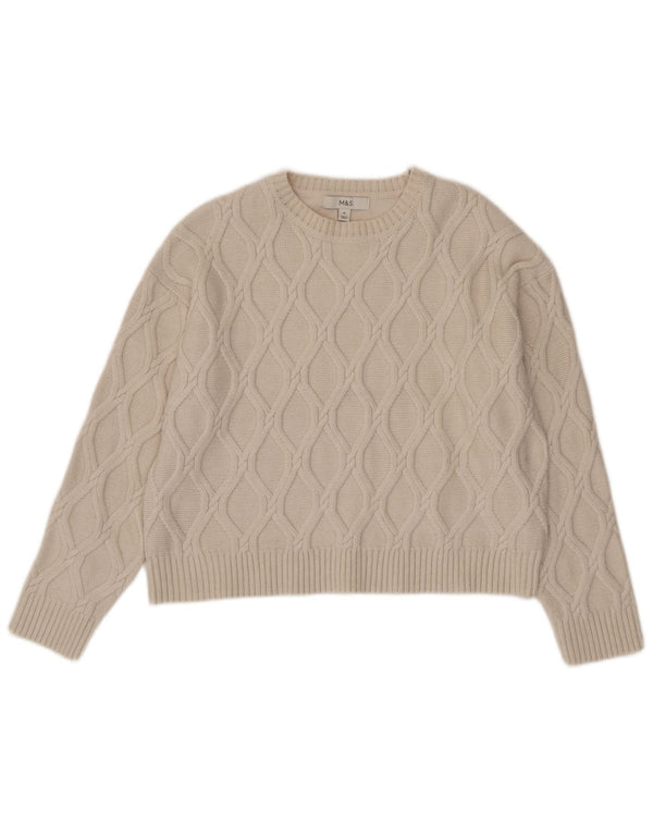 Pulover pentru damă Marks & Spencer crop cu gât de barcă UK 14 Bej mediu
