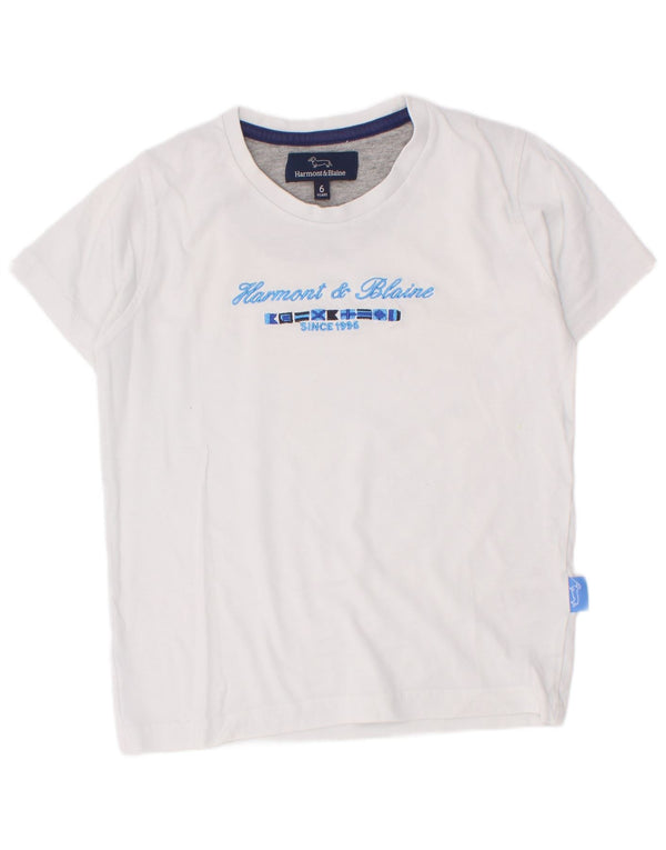 Tricou grafic Harmont & Blaine pentru baieti Top 5-6 ani bumbac alb