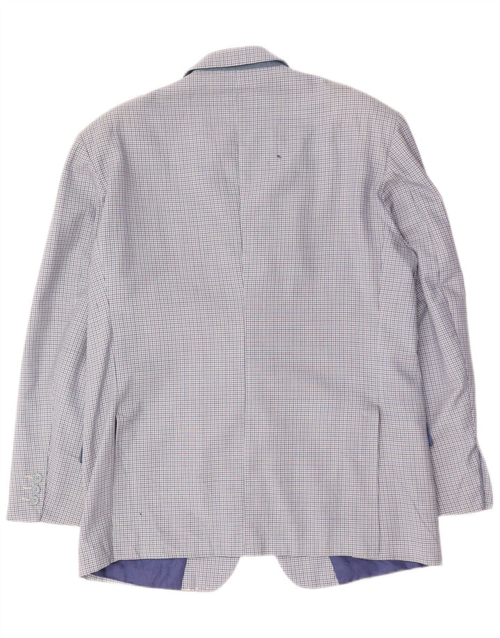 Jachetă pentru bărbați VINTAGE cu 2 nasturi IT 50 Lână mare cu carouri albastre