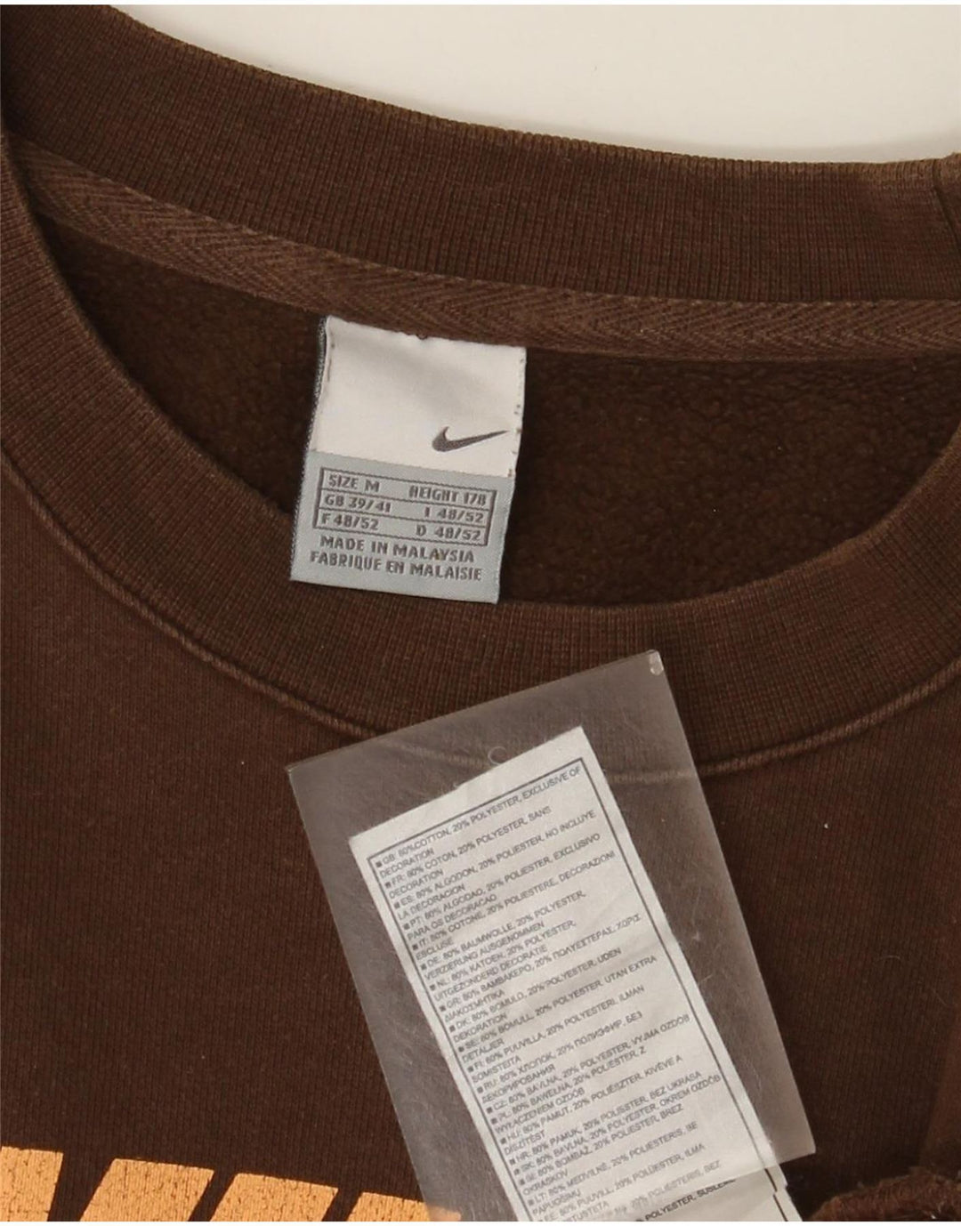 Hanorac grafic Nike pentru bărbați, UK 39/41, bumbac maro mediu