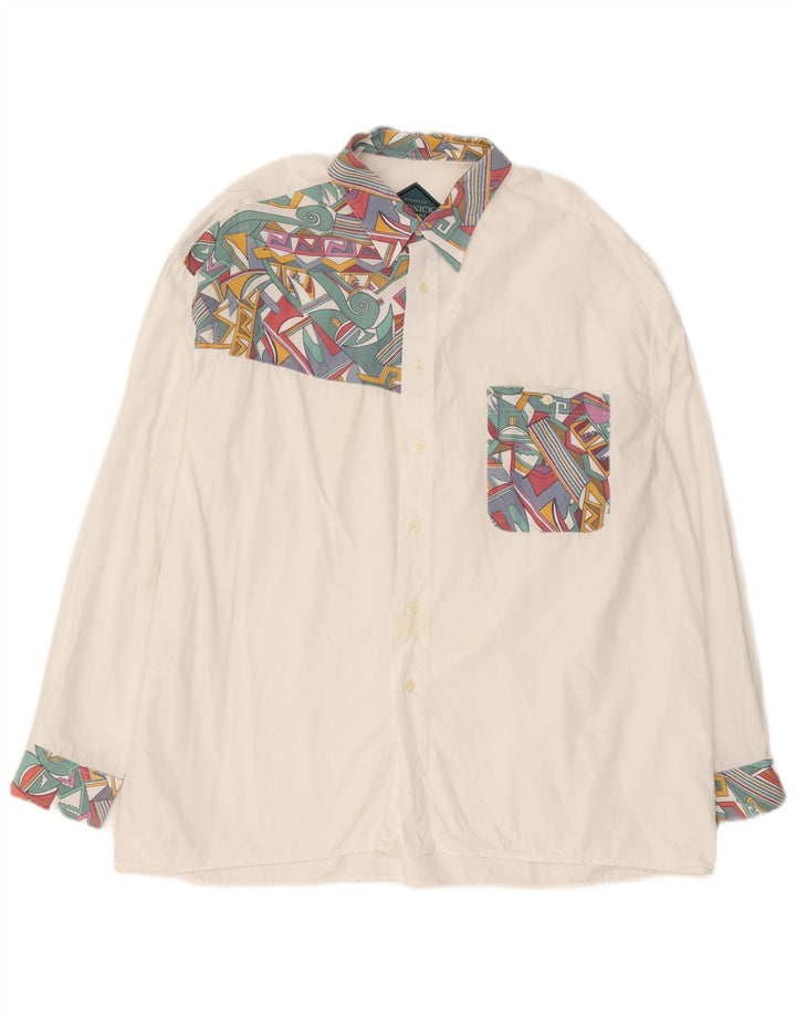 Cămașă Rudnick pentru bărbați, bumbac geometric alb 2XL