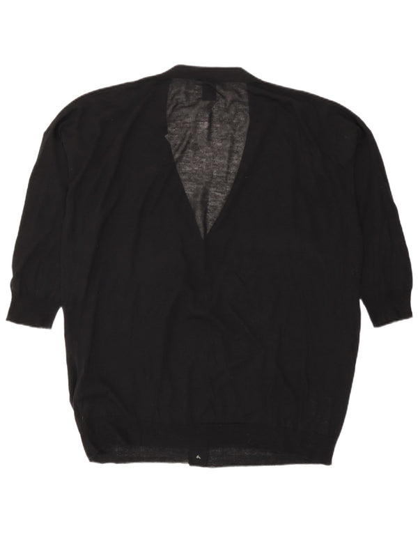 Pulover cardigan pentru femei Gap, cu mâneci 3/4, mare, negru, bumbac, UK 16