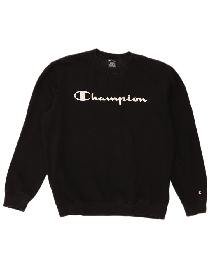 Pulover grafic pentru bărbați Champion Pulover mare din bumbac negru