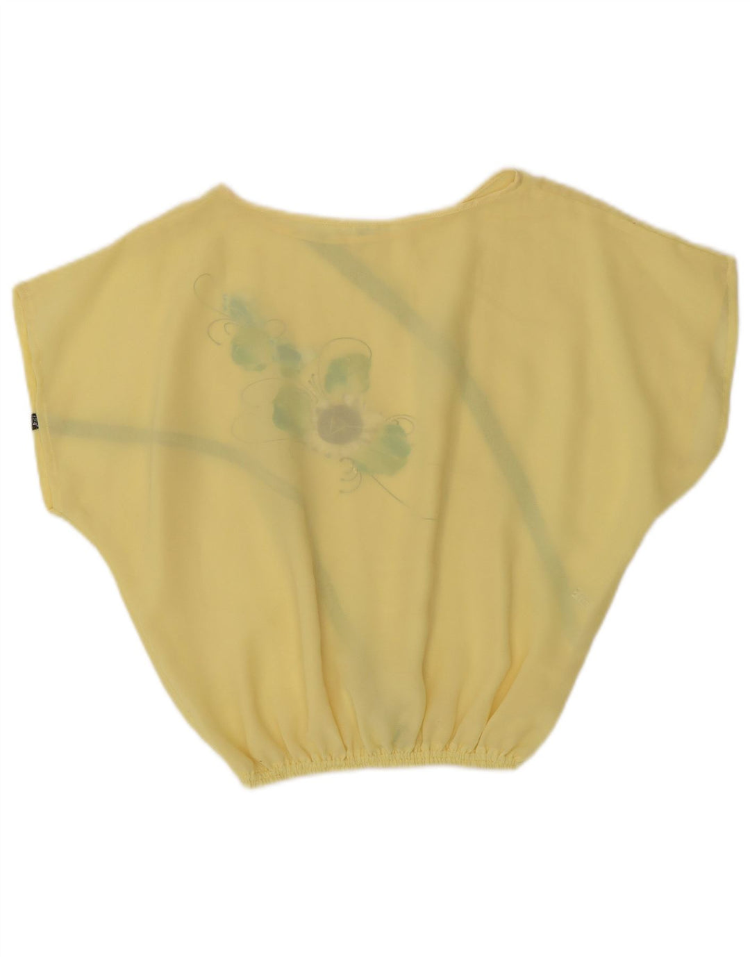 Bluză Crop Vintage pentru femei UK 14 Poliester Floral Galben Mediu