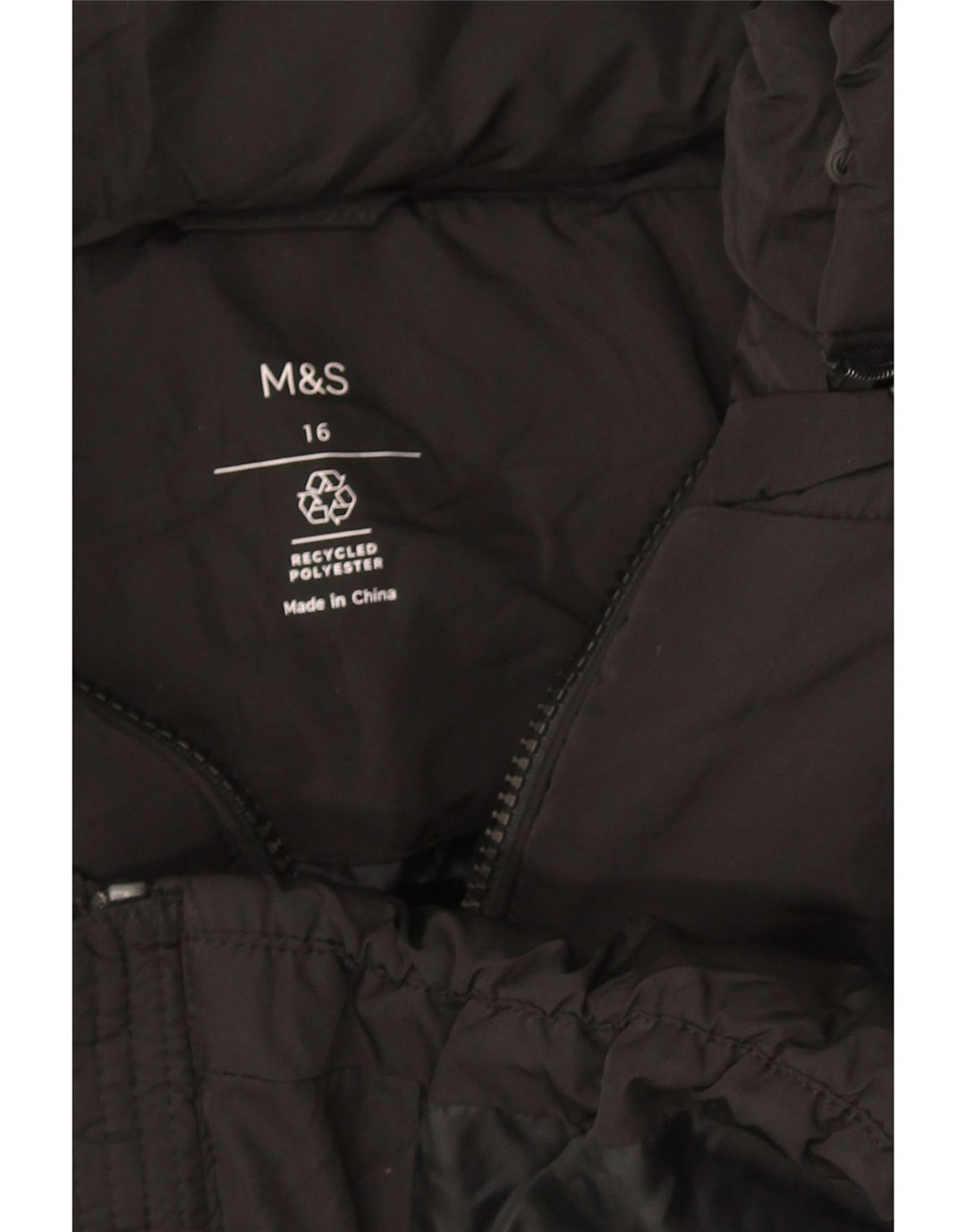 Jachetă căptușită cu glugă pentru femei Marks & Spencer UK 16 Poliester negru mare