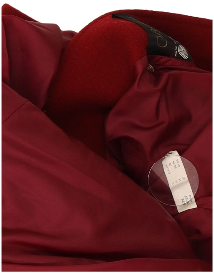 Palton dublu Breckmoor pentru femei UK 12 Medium Burgundy Lână nouă