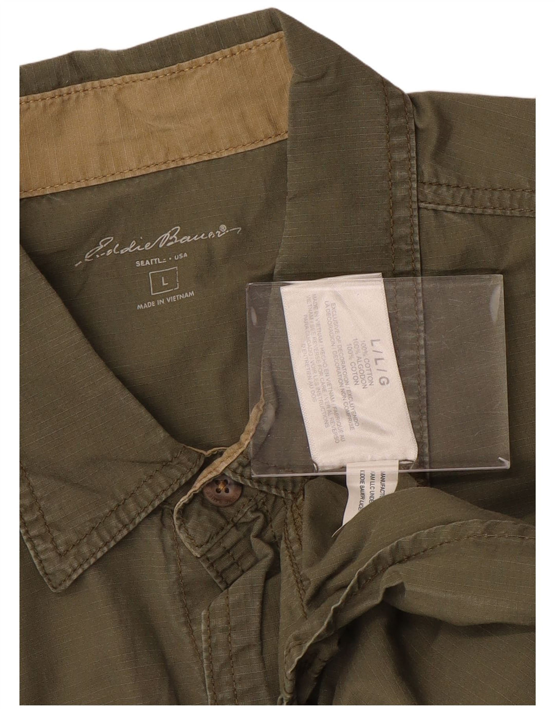 EDDIE BAUER Cămașă cu mânecă scurtă pentru bărbați, bumbac kaki mare