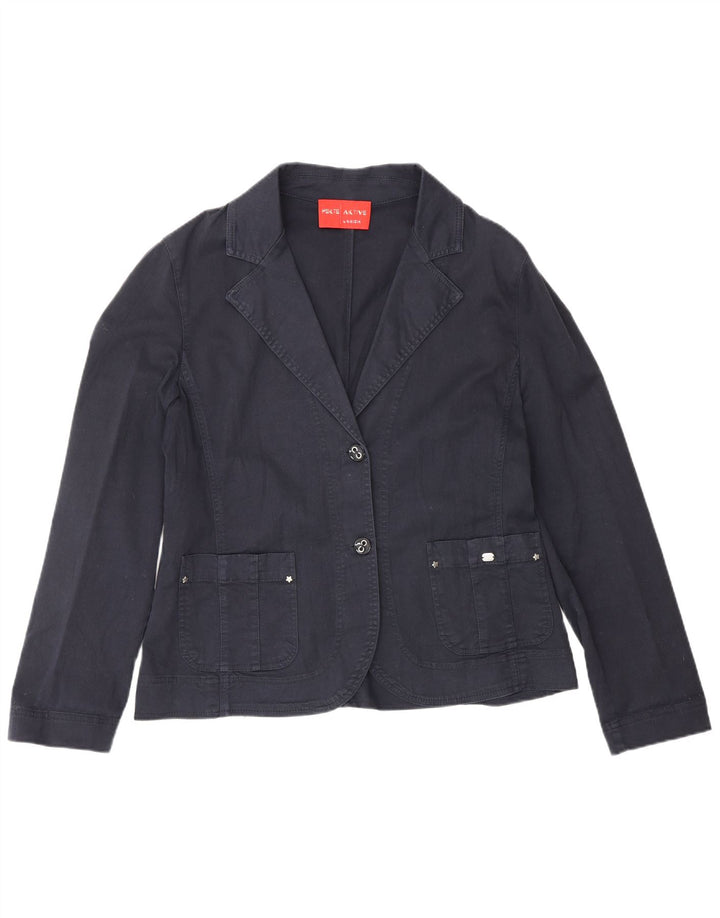 Jachetă blazer pentru femei Perte by Krizia UK 14 mare, albastru bleumarin, bumbac
