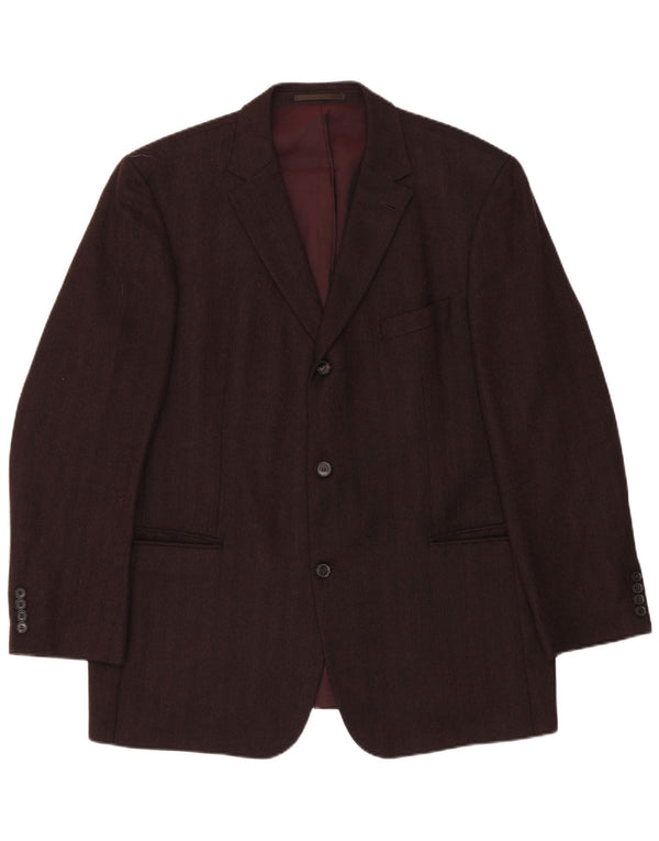 Hugo Boss Mens 3 Button Blazer Jacket EU 51 Large Brown Herringbone