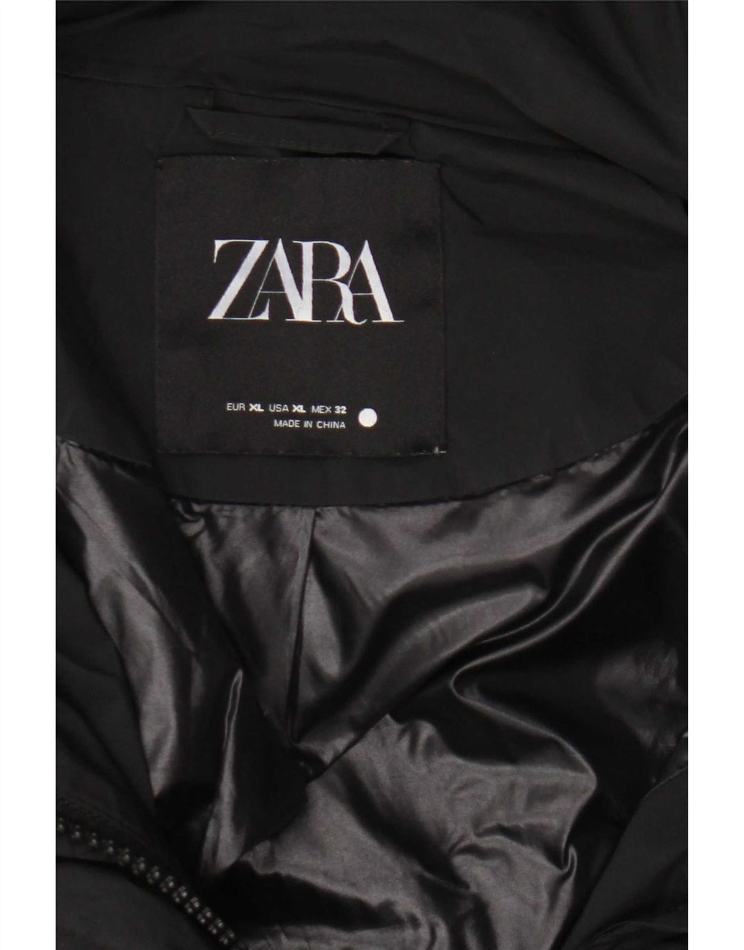 Jachetă căptușită supradimensionată pentru femei Zara UK 18 XL Negru