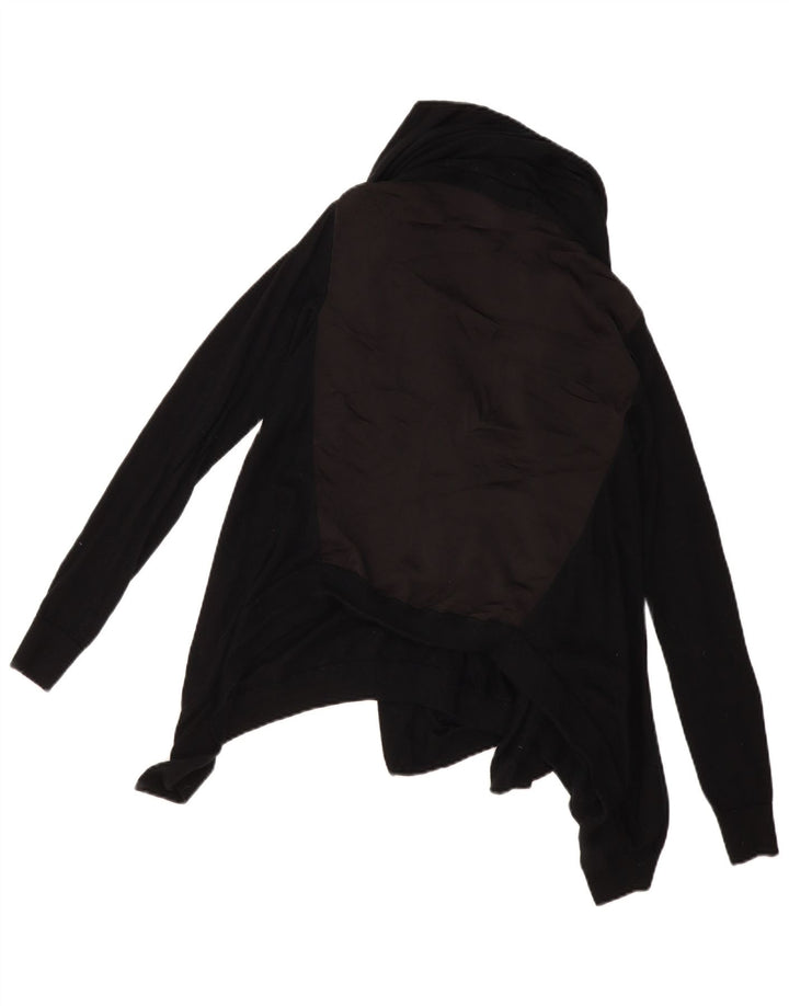 ALL SAINTS Pulover cardigan deschis asimetric pentru femei UK 10 Lână neagră mică