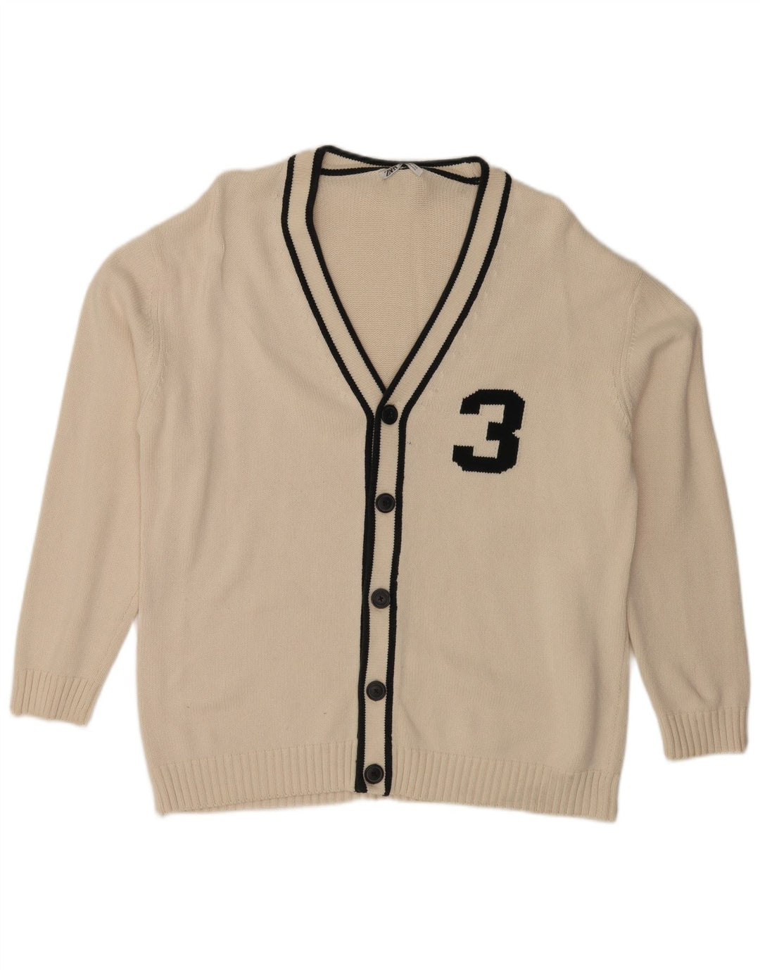 Pulover cardigan grafic pentru bărbați Zara XL alb
