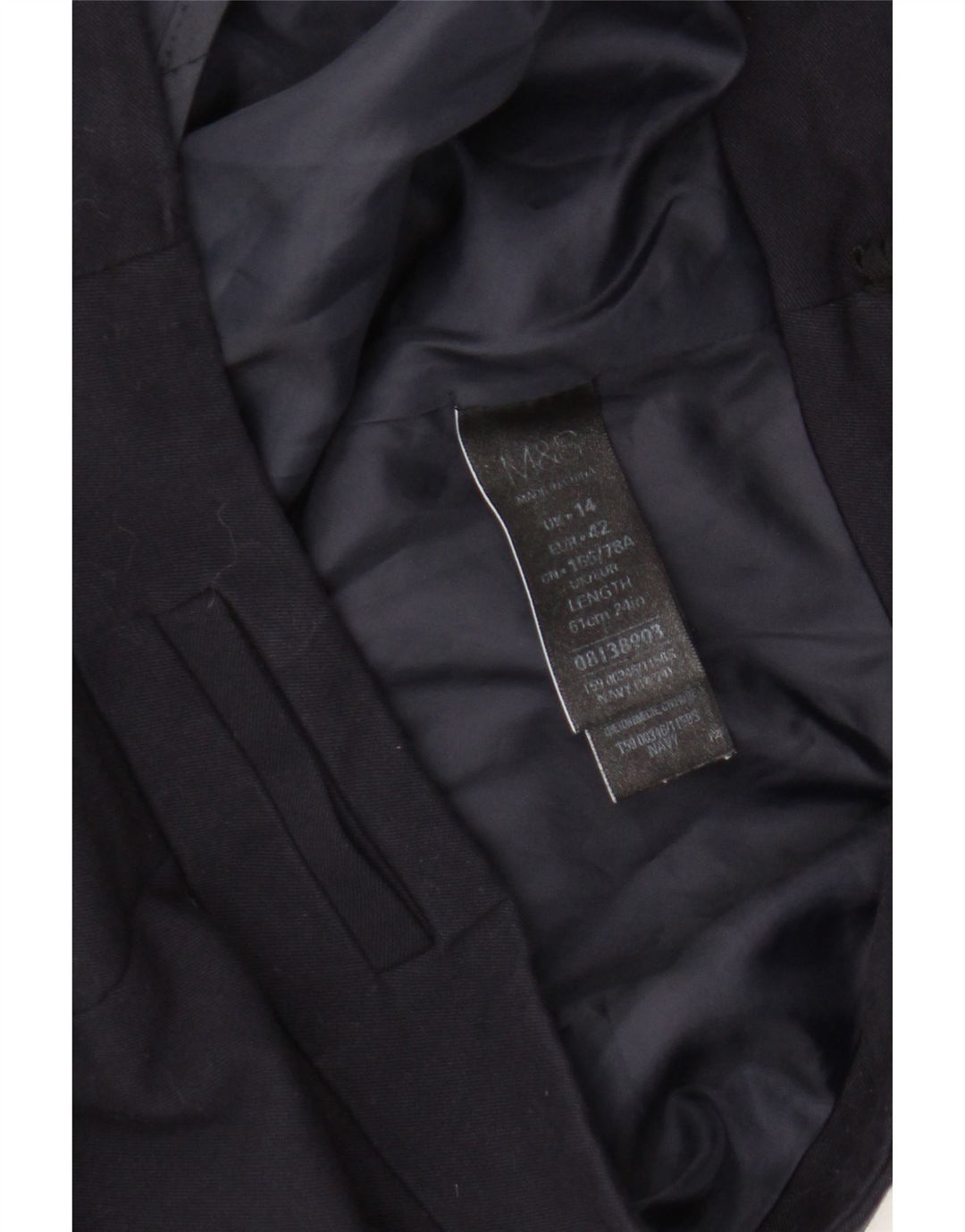 Fusta creion pentru femei Marks & Spencer UK 14 mare W34 poliester bleumarin