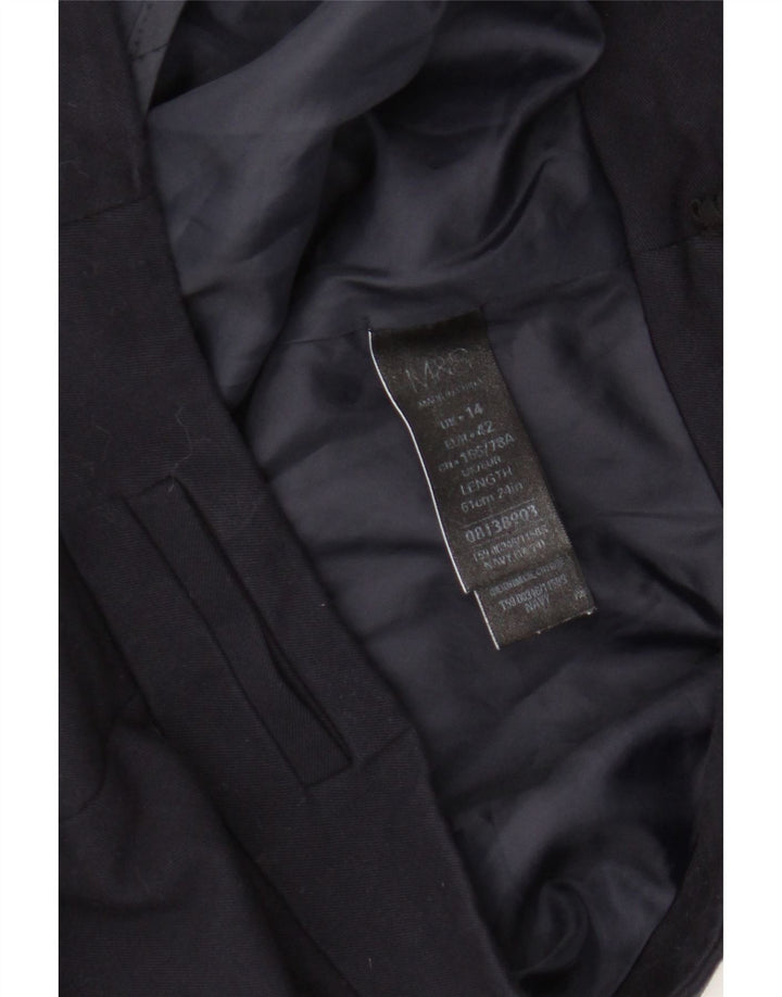 Fusta creion pentru femei Marks & Spencer UK 14 mare W34 poliester bleumarin