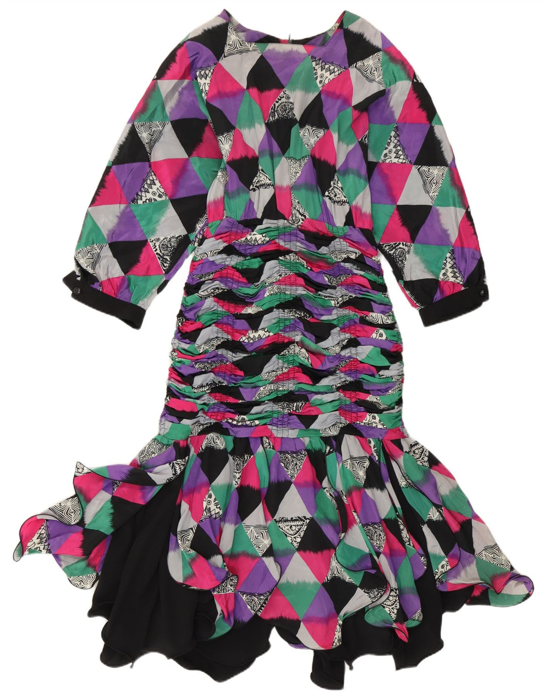Rochie de damă vintage tip sirenă IT 42 Medium Multicolor Geometric