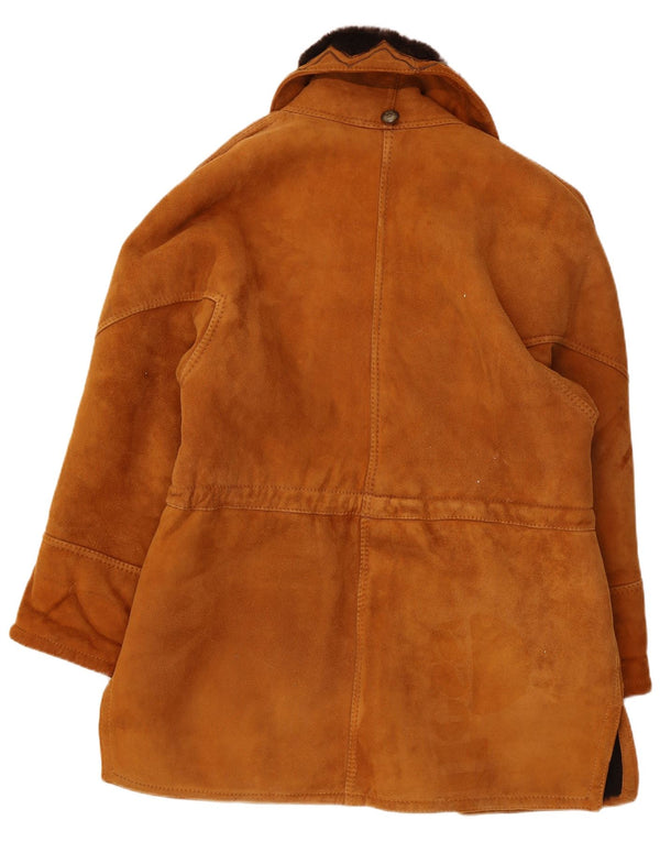 Palton supradimensionat din shearling vintage pentru femei IT 44 maro mediu