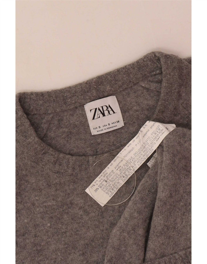 Pulover pentru bărbați Zara, cu gât de barcă, lână mică, gri