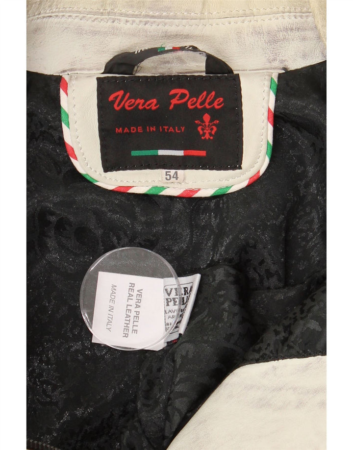 Jachetă de piele vintage pentru femei UK 16, mare, alb
