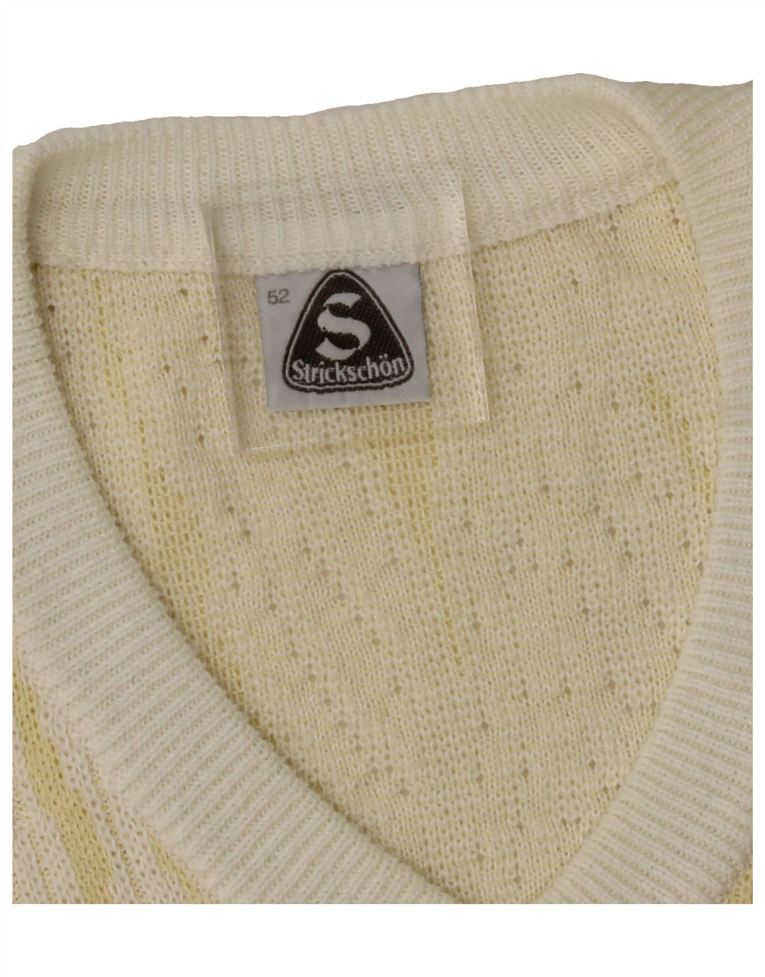 VINTAGE Mens Abstract Pattern V-Neck Jumper Sweater EU 52 Large Yellow Vintage Vintage and Second-Hand Vintage from Messina Hembry 